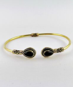 Bracciale-ottone-onice nero-taglio-goccia