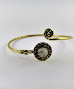 Bracciale-ottone-pietra-luna-arcobaleno-taglio-rotondo