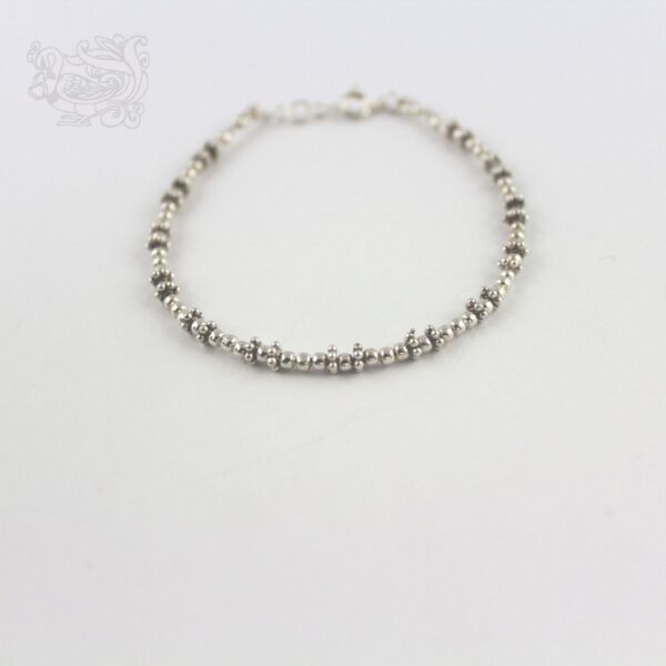 Bracciale argento 925 regolabile con pepite floreali - immagine 2
