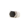 Anello in argento 925 "Linea Etnica" con pietra onice nero esagonale e disegno a greche
