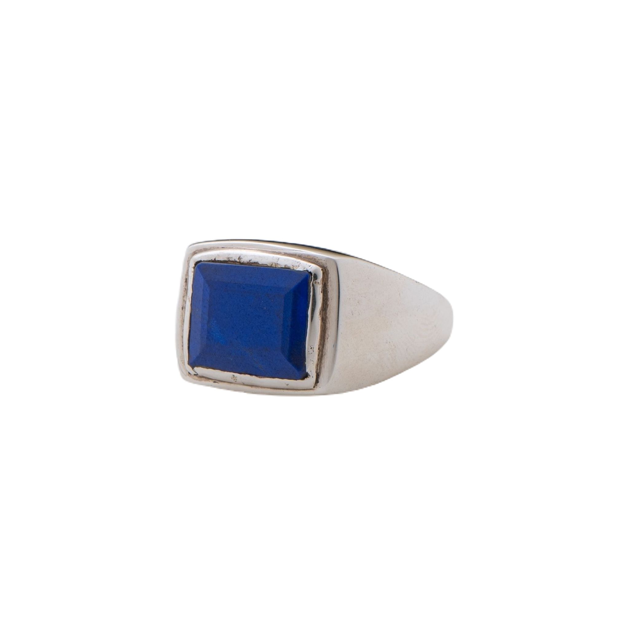 Anello in argento 925 Linea Fascione Svasato Liscio con pietra lapislazzuli